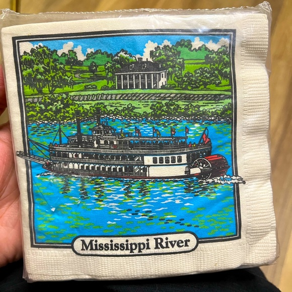 Mississippi River Dinner Napkins, Vintage and extremely rare - Picture 1 of 2